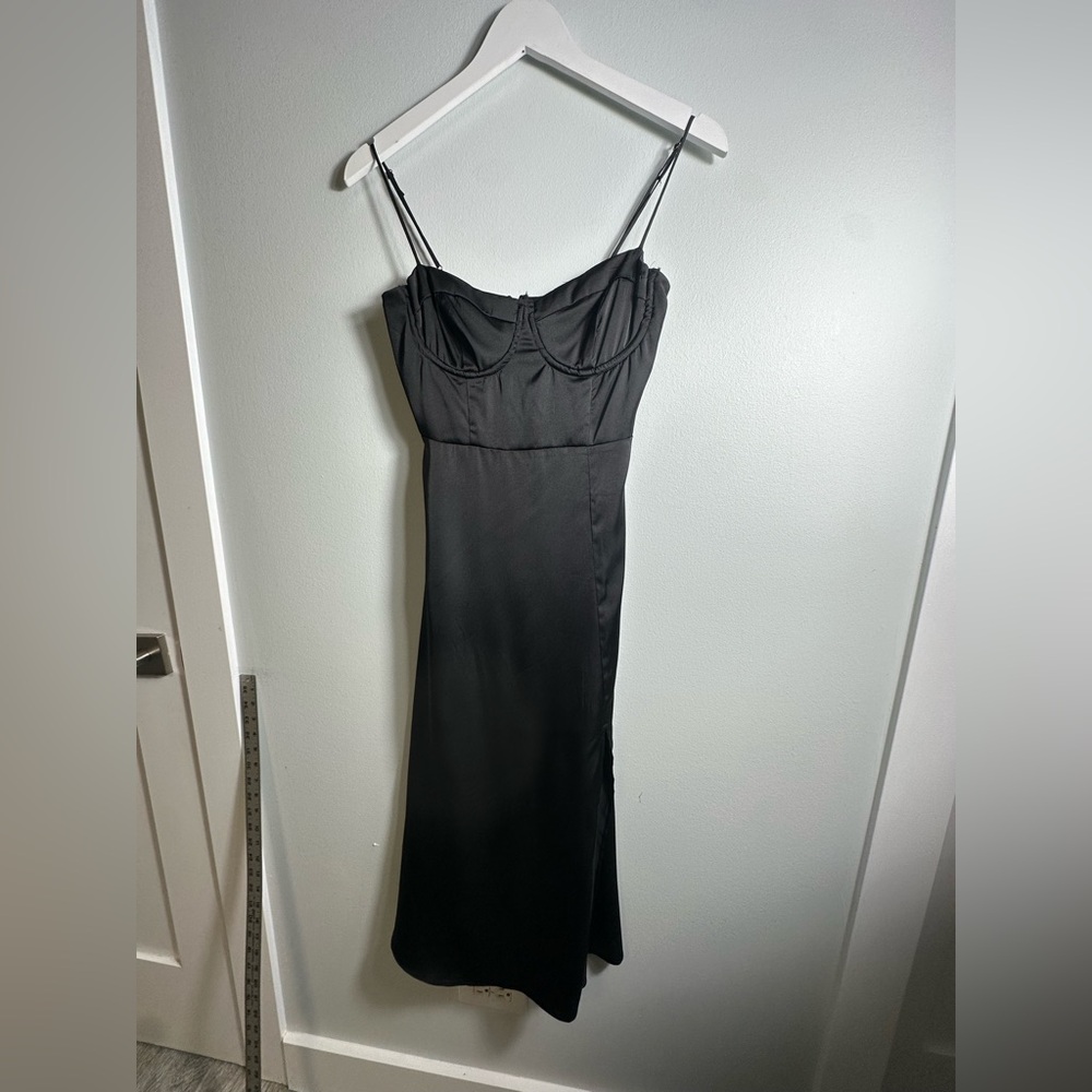 ASTR Gala Bustier Black Midi Party Cocktail Whimsigoth Dark Romantic Dress Sm - Picture 10 of 16